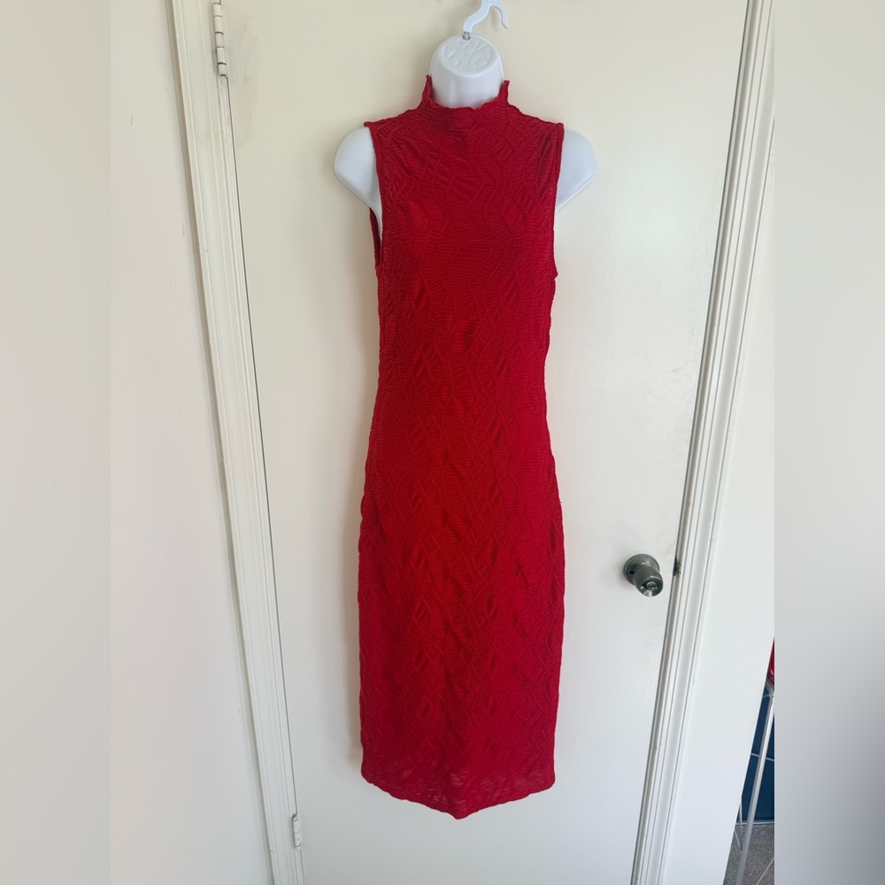 House of Harlow 1960 Sleeveless Red Mock-Neck  Dress